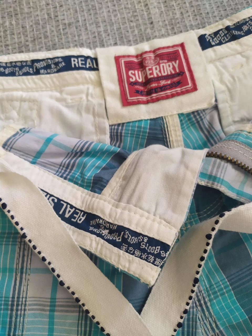 Superdry Short en Coton à Carreaux pour Femme M Turquoise Blue Y2K – photo 15